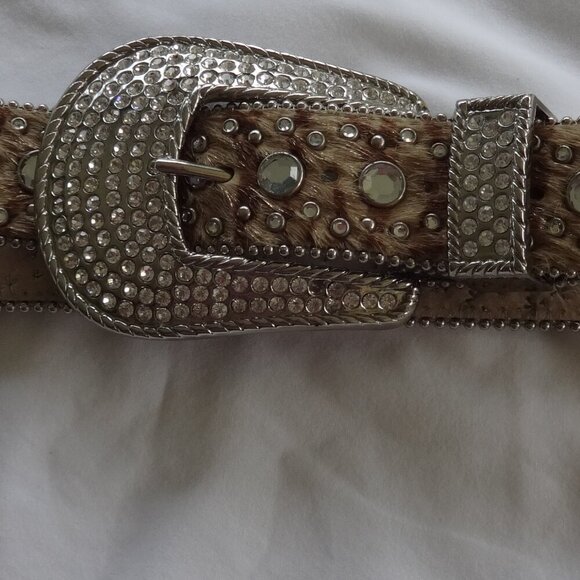 Christine Alexander women's belt size L Rhinestones on Brown Pony color, VGC - Picture 8 of 10